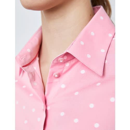Women's Dobby Spots Fitted Shirt - Light Pink & White