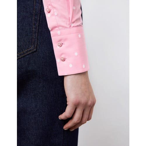 Women's Dobby Spots Fitted Shirt - Light Pink & White
