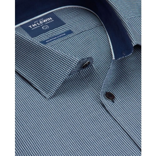 3d Texture Casual Button Cuff Shirt -  Blue And Grey