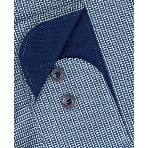 3d Texture Casual Button Cuff Shirt -  Blue And Grey