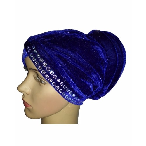 Studded Twin Tube Back Turban - Dark Blue