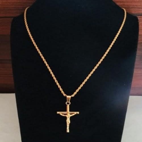Cuban Chain With Cross - Gold