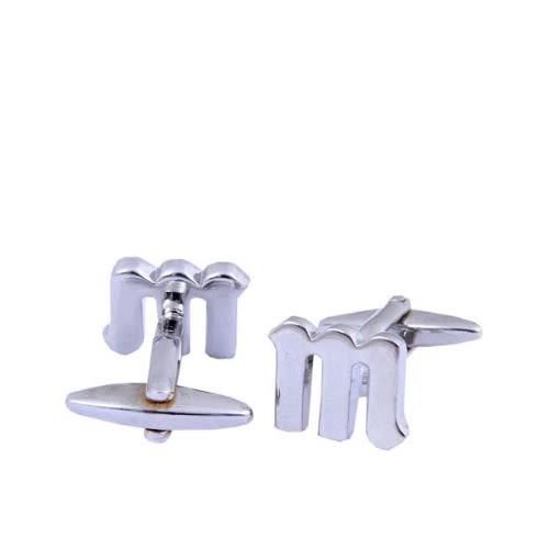M-Shaped Stainless Steel Cufflink - Silver - MC-4016
