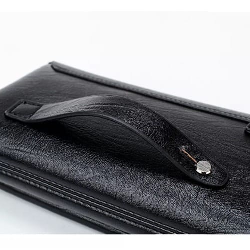 Men's Designer Leather Flip Flap Purse - Black