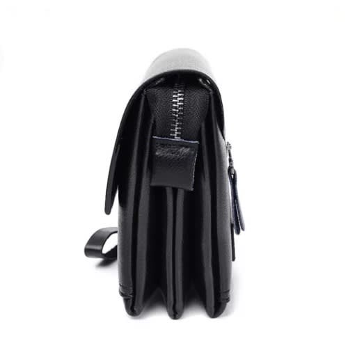 Men's Designer Leather Flip Flap Purse - Black