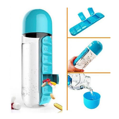 Pill Box Organizer Water Bottle