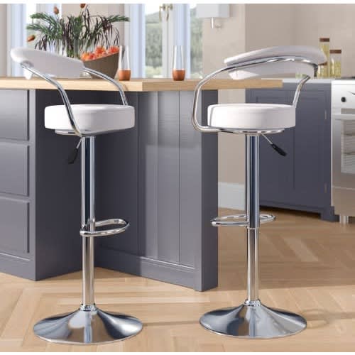 Cushioned Bar Stool - Set Of 2 - White