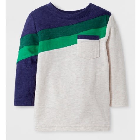 Toddler Boys' Long Sleeve Pocket T-shirt - Cat & Jack™ Oatmeal Heather