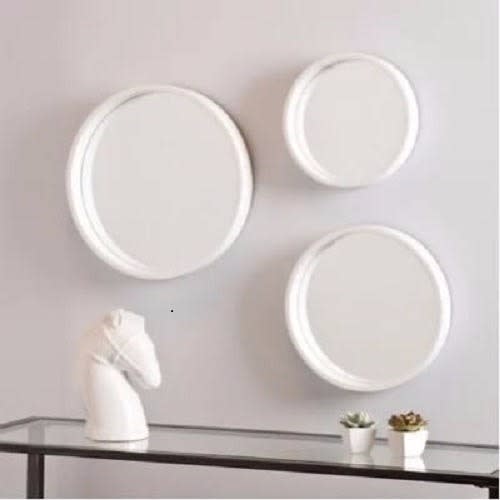 3 Pieces Wall Decor Round Mirrors- White