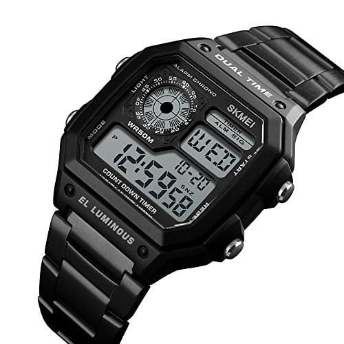 Dual Time Bracelet Strap Black Men's Wrist Watch