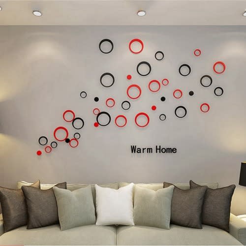 3d Indoor Studio Decor Circles Wall Stickers - 10pcs