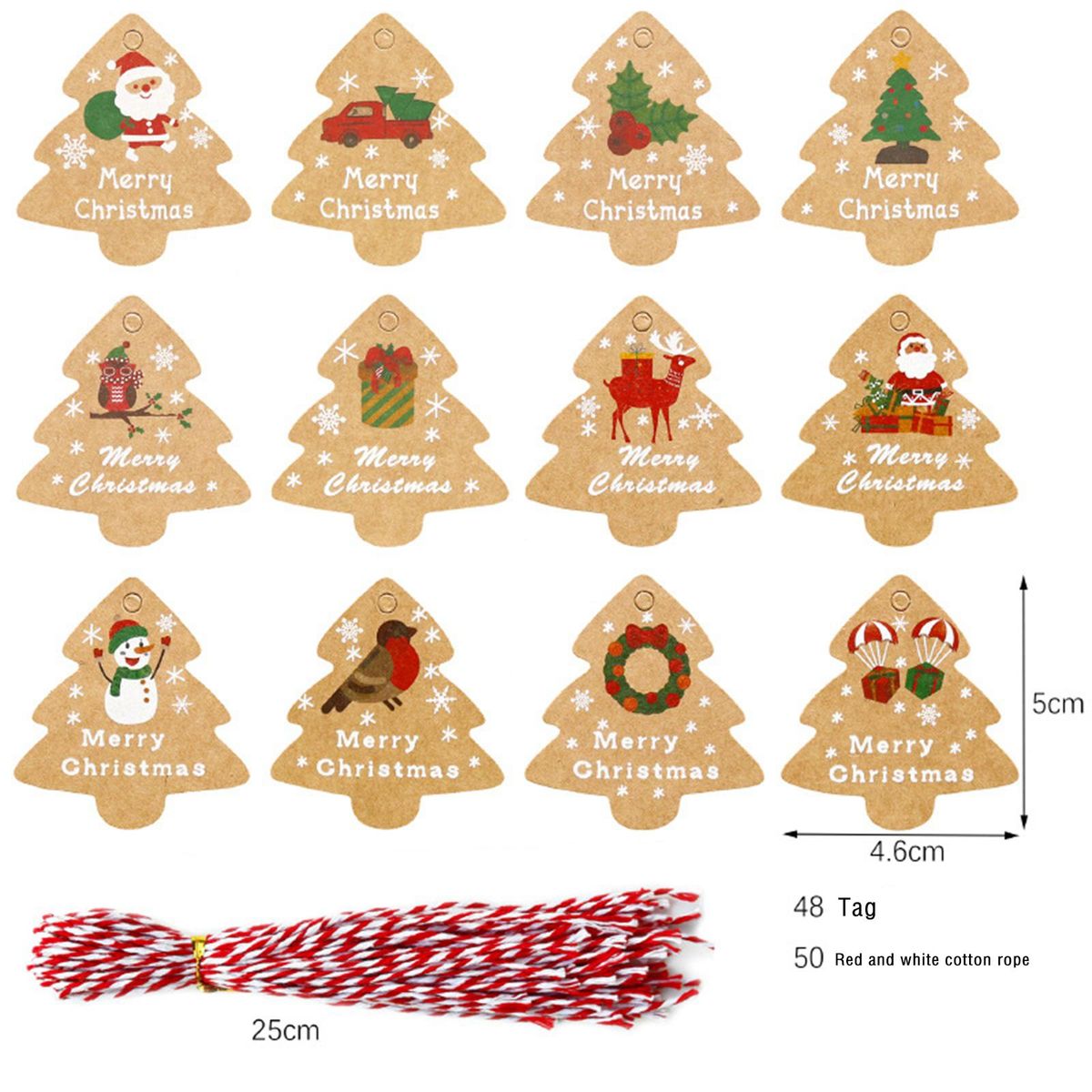 Christmas Kraft Paper Tags Party Supplies Tags DIY Xmas 98 PCS B