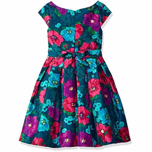 Bloome Floral Shatung Special Occasion Dress with Rhinestone Waist