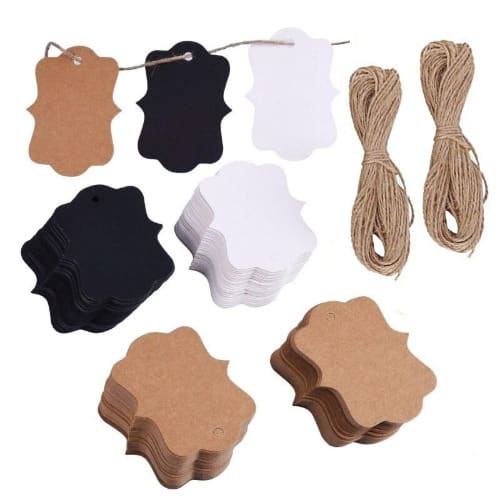 100pcs Kraft Paper Handmade Blank Label With Jute Twine