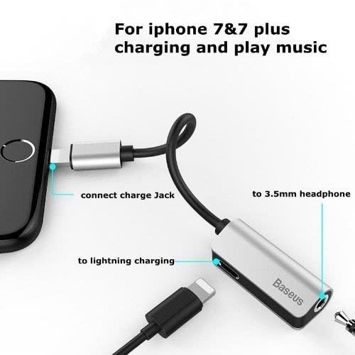 2 In 1 Audio Converter Lightning Cable - 3.5mm - Sliver