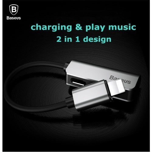 2 In 1 Audio Converter Lightning Cable - 3.5mm - Sliver