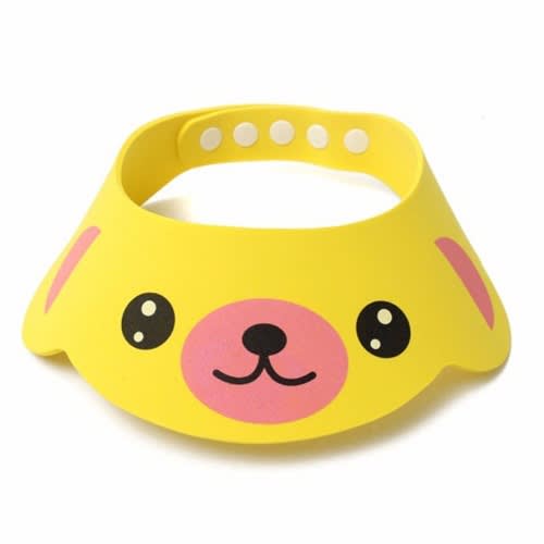 2pc Adjustable Funny Cartoon Baby Shower Cap - Yellow & Pink