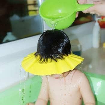 Adjustable Kids And Baby Shower Cap With Ear Cover - Yellow