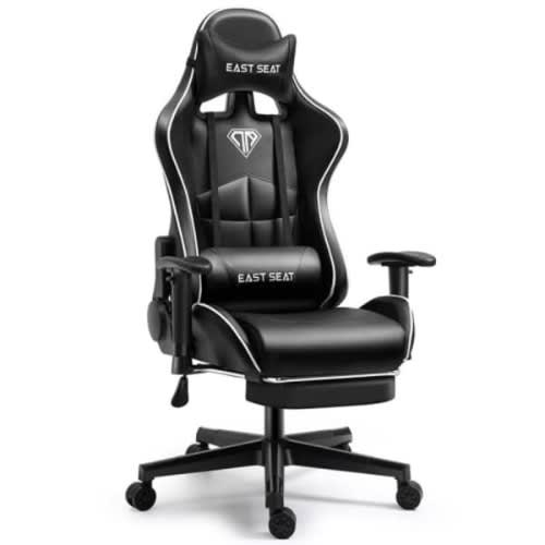 Racing Game Chair With Footrest - Black