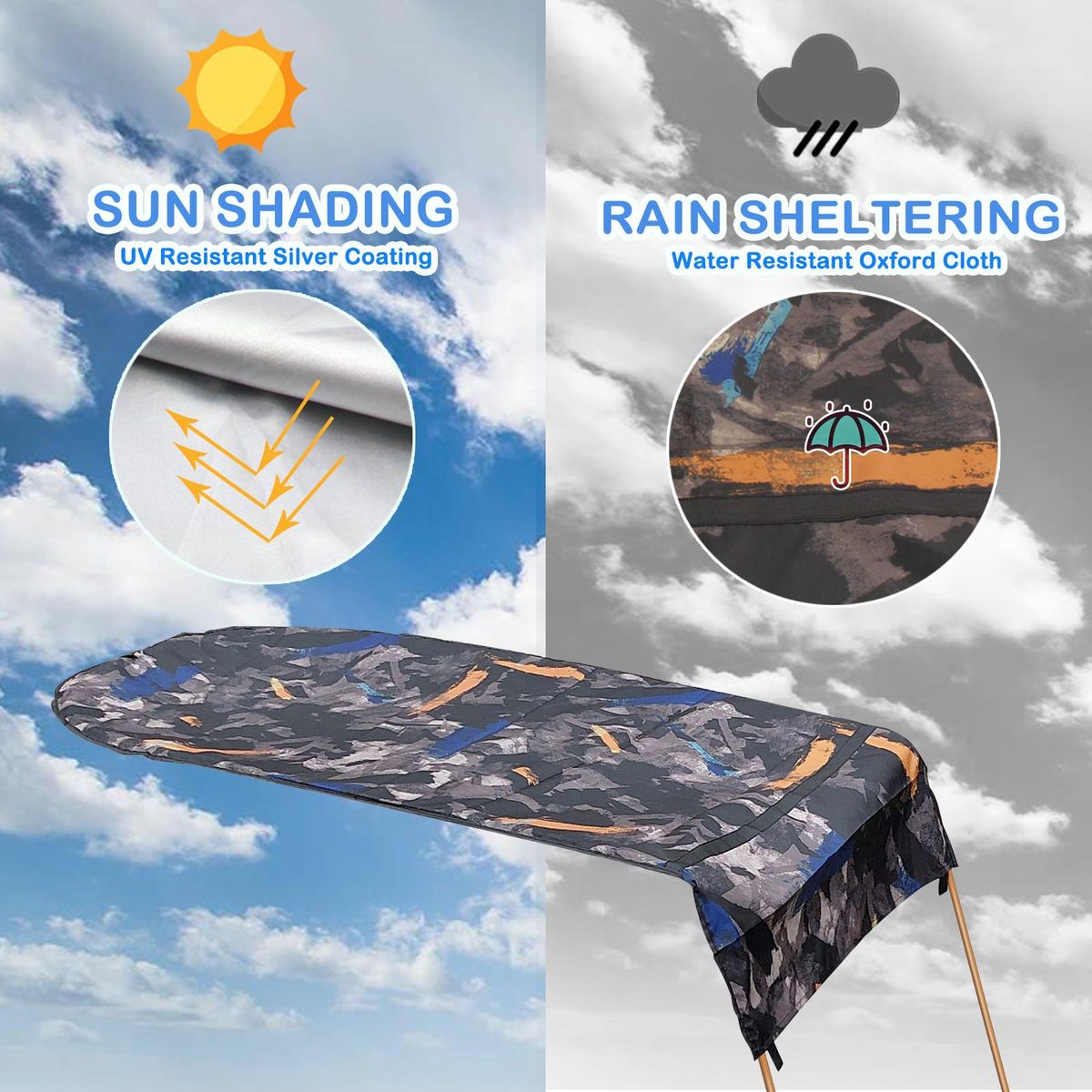 Kayak Boat Canoe Sun Shade Canopy with Storage Bag for Single Person