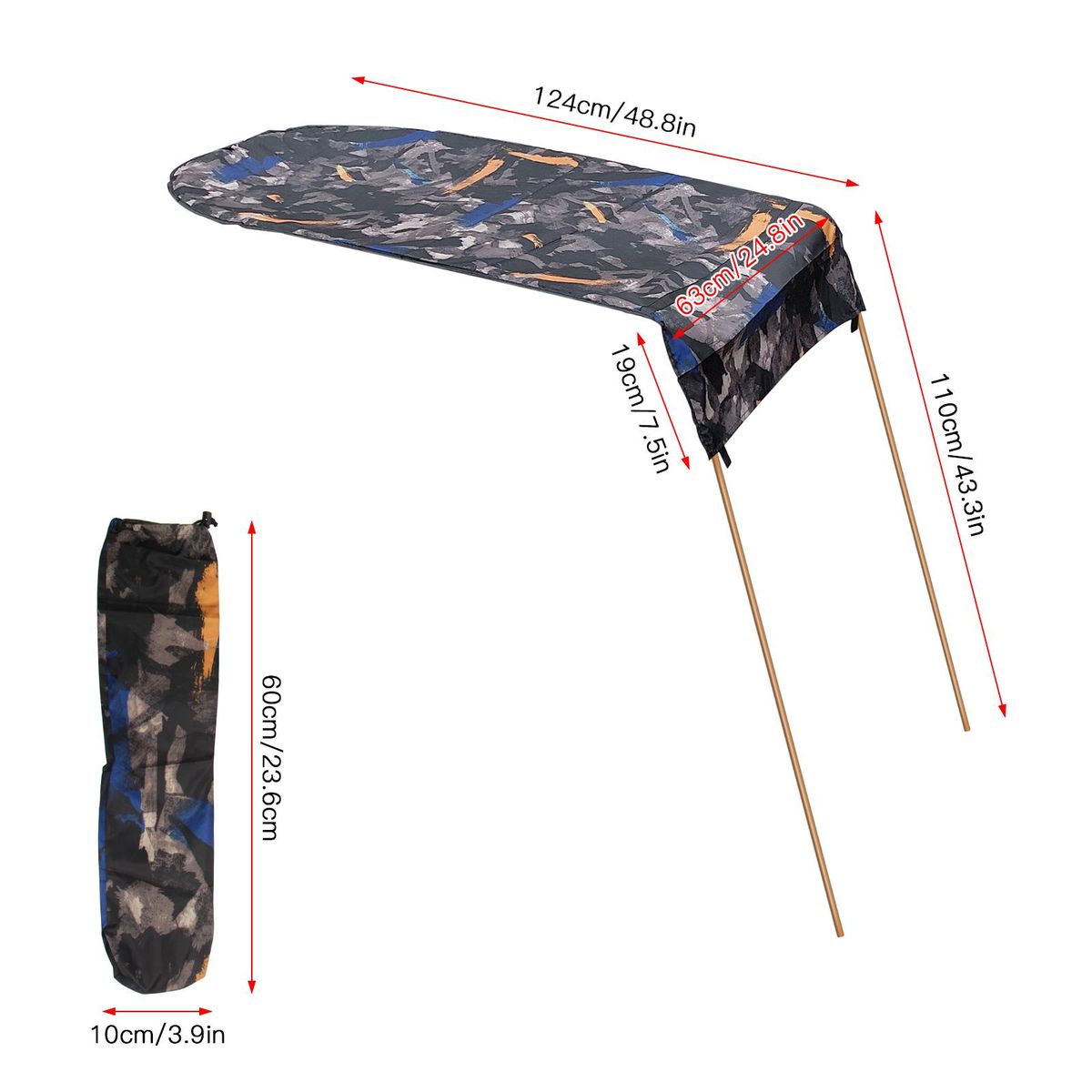 Kayak Boat Canoe Sun Shade Canopy with Storage Bag for Single Person