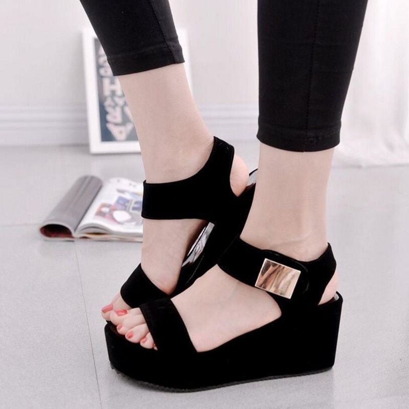 Summer Women Sandals 2022 New Woman Wedges Platform Sandals Fashion Fish Mouth Rome Sandals White Black Women Shoes