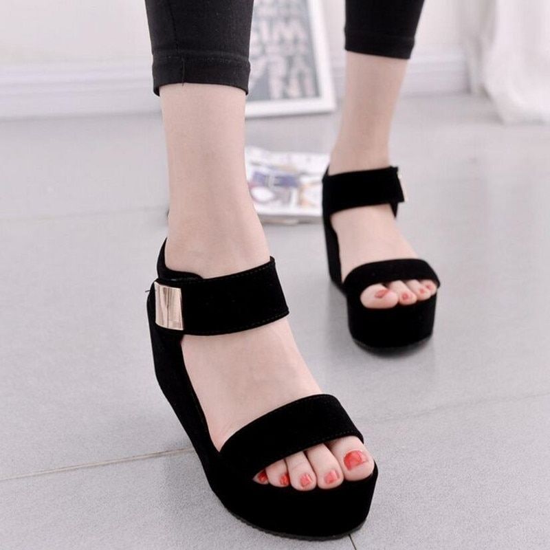 Summer Women Sandals 2022 New Woman Wedges Platform Sandals Fashion Fish Mouth Rome Sandals White Black Women Shoes
