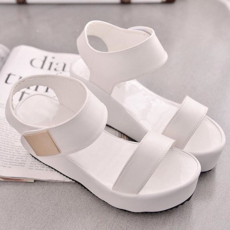 Summer Women Sandals 2022 New Woman Wedges Platform Sandals Fashion Fish Mouth Rome Sandals White Black Women Shoes