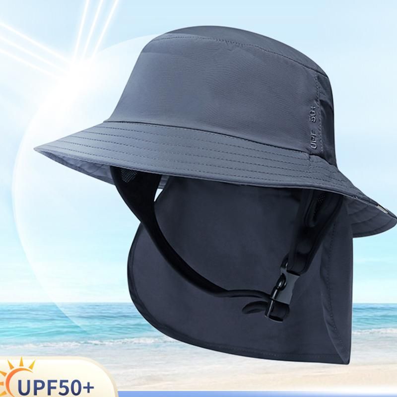 Summer hat Beach sunblock surf hat shade breathable large brim hat black
