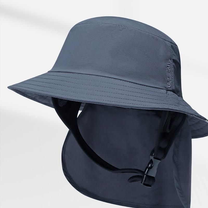 Summer hat Beach sunblock surf hat shade breathable large brim hat black
