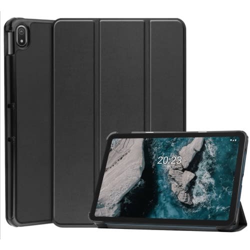 Smart Trifold Stand Case For Nokia T20 - Black