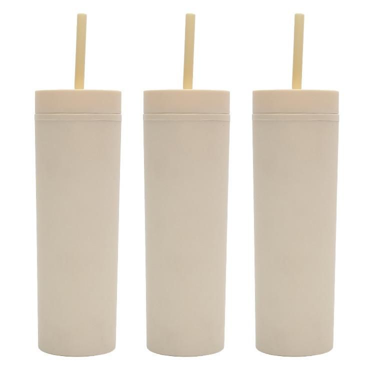 3PCS Skinny Cup Double-walled Tumbler with Lid and Straw,BPA-Free,Reusable