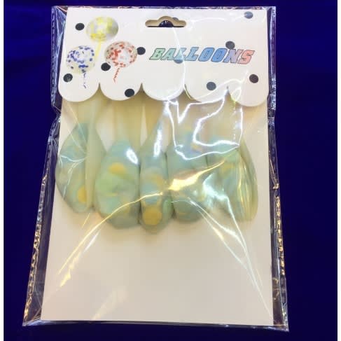Clear Transparent Metallic Fillers/ Confetti Helium Air Latex Balloon- Pack Of 5- Blue Gold