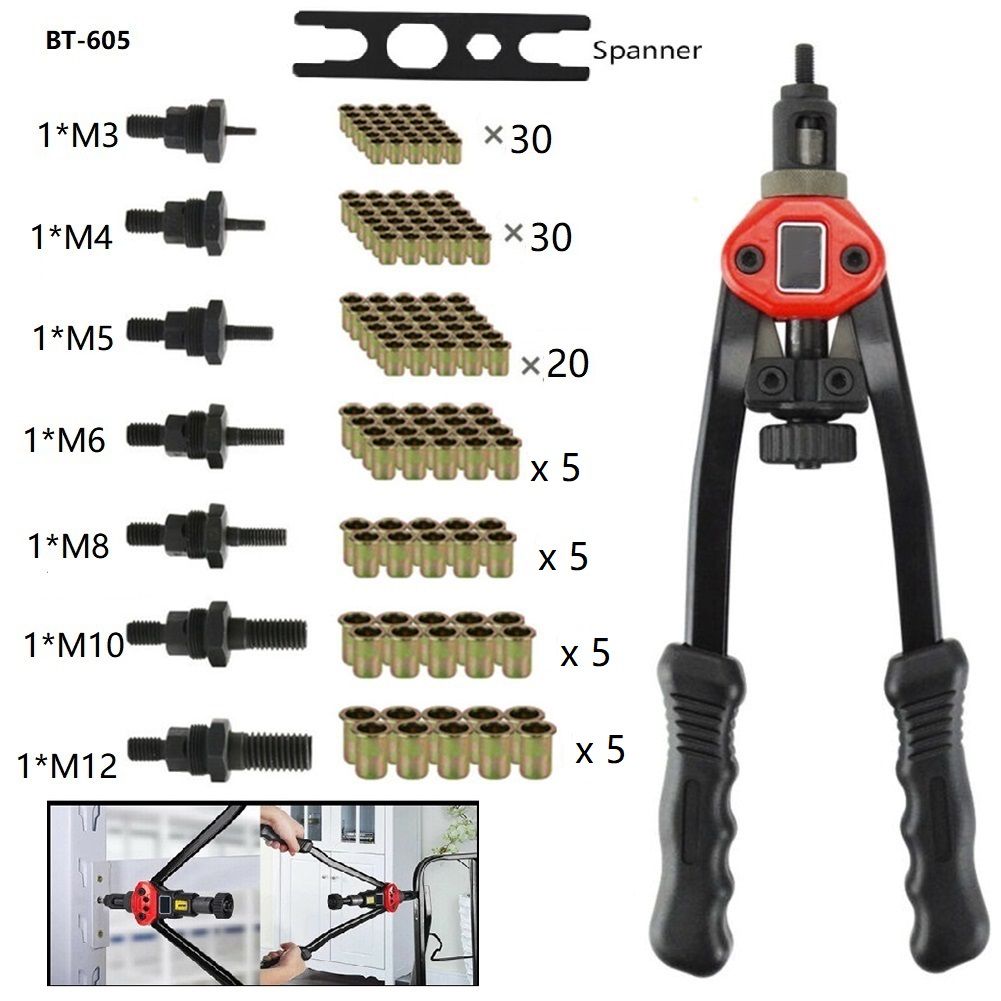 M3M4M5M6M8M10M12 Rivet Gun Fully Automatic Riveter Threaded Rivets Drilling Rivet Machine Tool Hand-inserted Rivet Tool Set