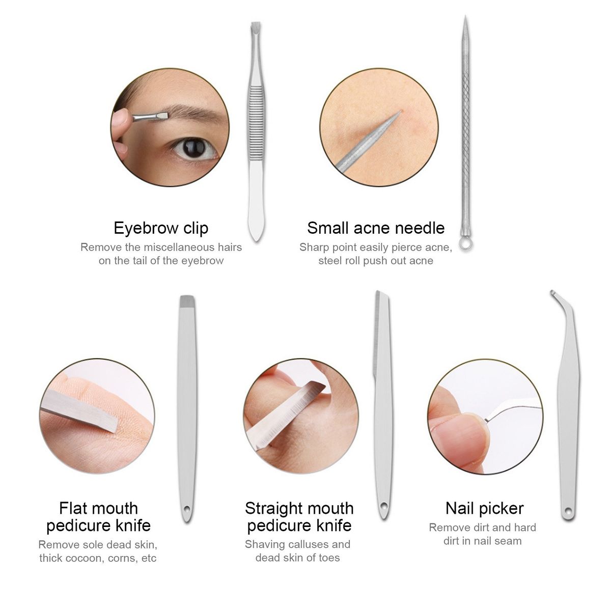 15 Pcs Manicure Pedicure Set Nail Clipper Set Professional Eyebrow Shaping Grooming Kit