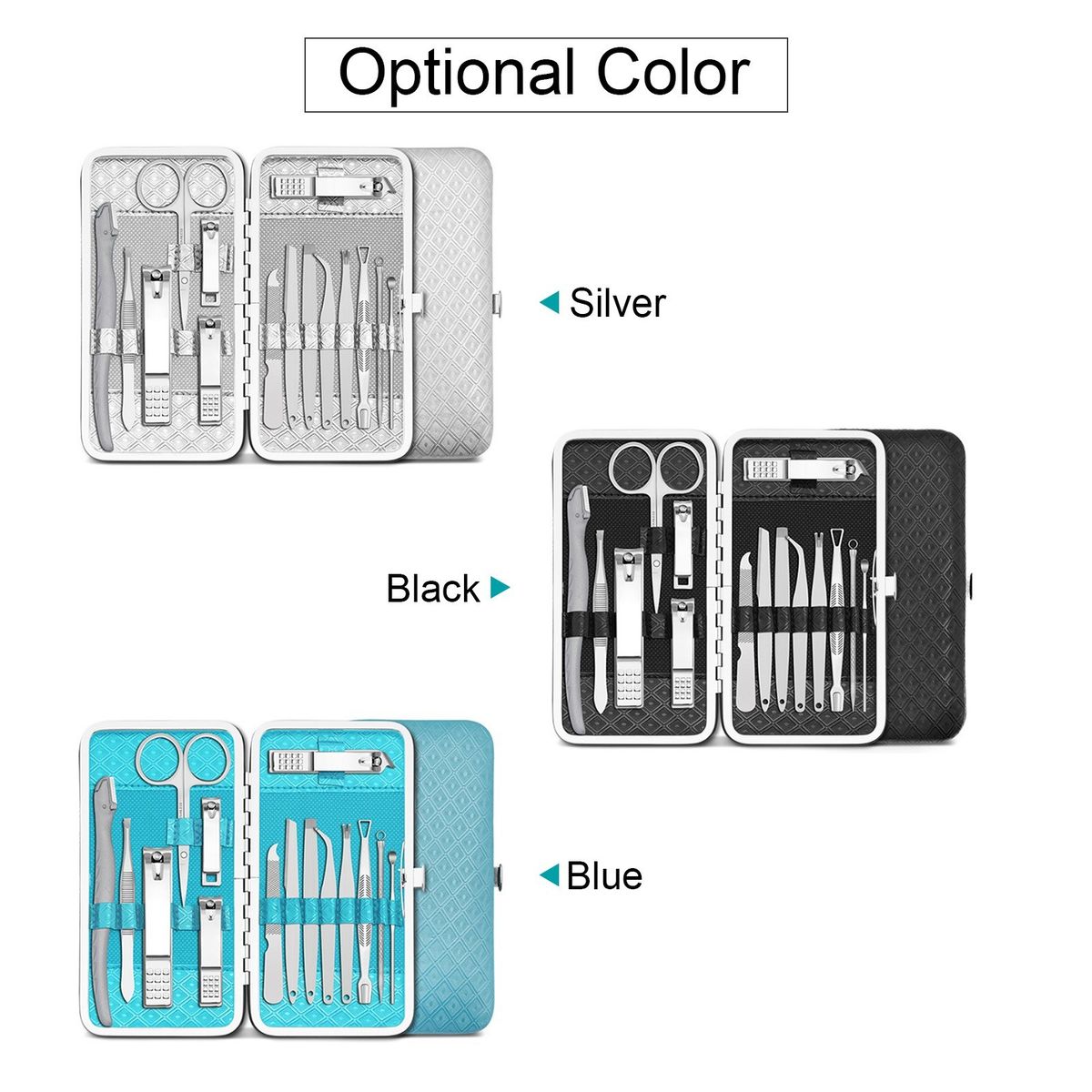 15 Pcs Manicure Pedicure Set Nail Clipper Set Professional Eyebrow Shaping Grooming Kit