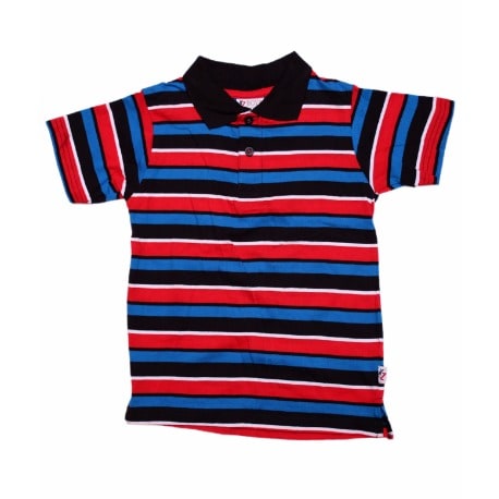 Striped Polo Shirt - Blue & Red