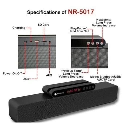 New Rixing Nr-5017 Tws Connection Soundbar Wireless Bluetooth Speaker