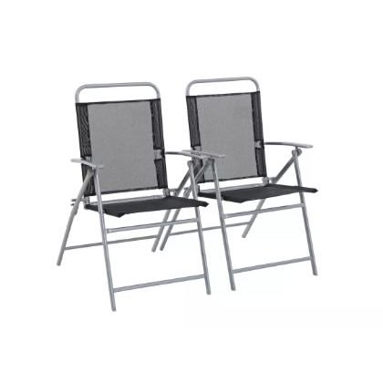 Atlantic Steel Folding Chairs -Set Of 2 - Black