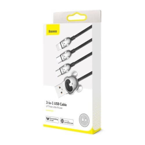 Three Mouse 3-in-1 Cable Usb For M+l+t 3.5a - 1.2m