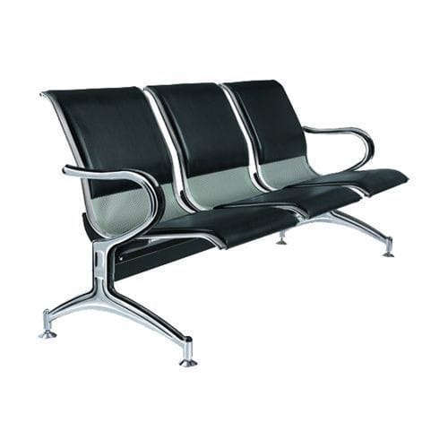 Leather Padded Waiting Bench - Black