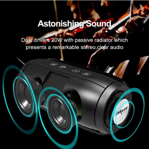 S16 Bluetooth Speaker 20w Stereo Music, Touch Control & Power Bank-Black