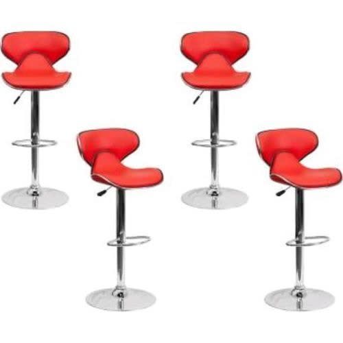 Designed Bar Stools - Set Of 4 - Red