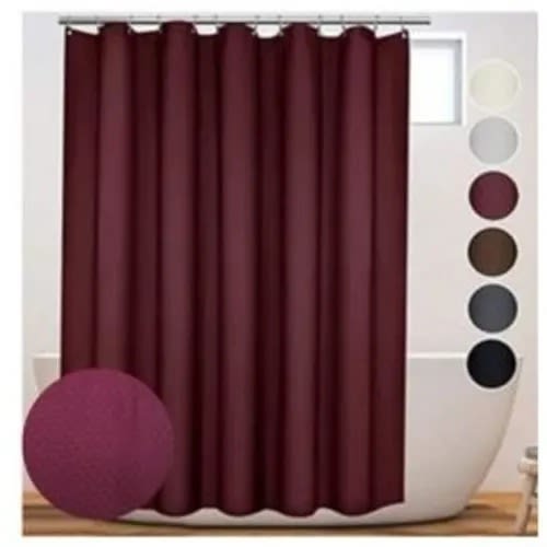 Shower Curtain With Hooks - Brown