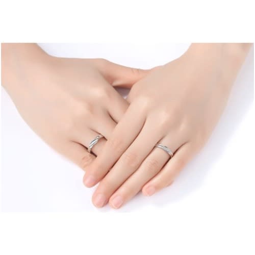 Adjustable Wedding Ring Set - Silver