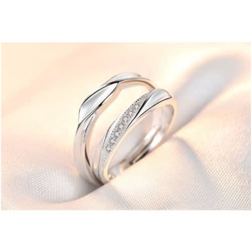 Adjustable Wedding Ring Set - Silver