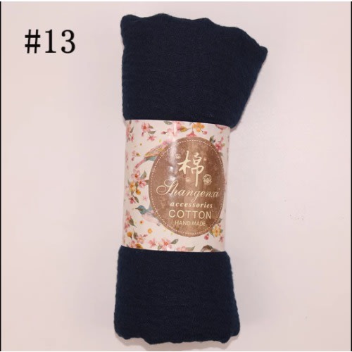 Plain Cotton Handmade Scarf - Navy Blue