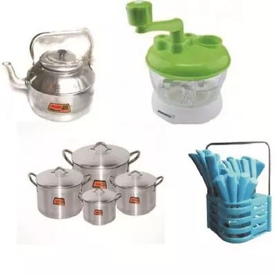 Tower Pots, Kettle, Cutlery And Grater Bundle