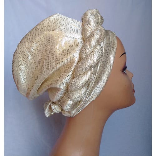 Plain Stylish Twist Design Turban Cap - Cream