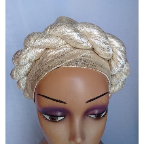 Plain Stylish Twist Design Turban Cap - Cream